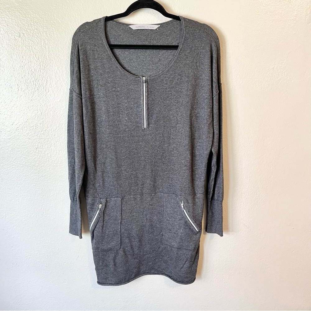 Athleta Sweater Dress Gray Zipper‎ Details size M